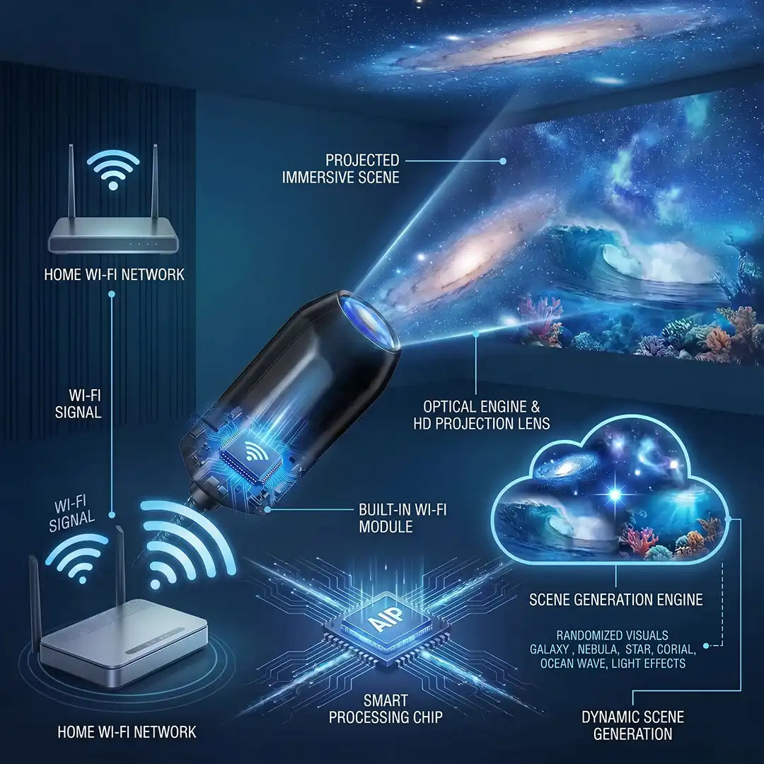 Topacme® 5D Galaxy Ocean Projector for Bedroom